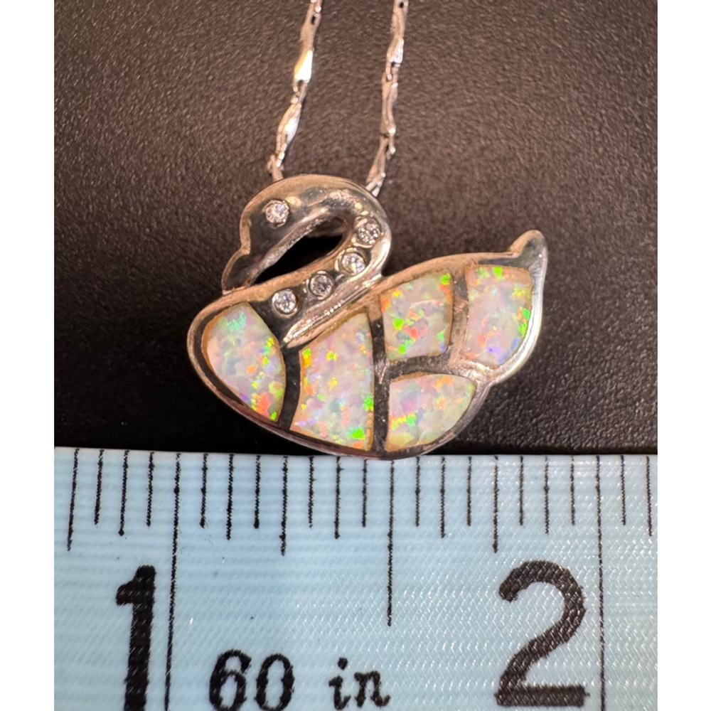 Women's Unbranded Swan 18” Necklace 925 sterling Silver opal inlaid segments - Picture 9 of 9